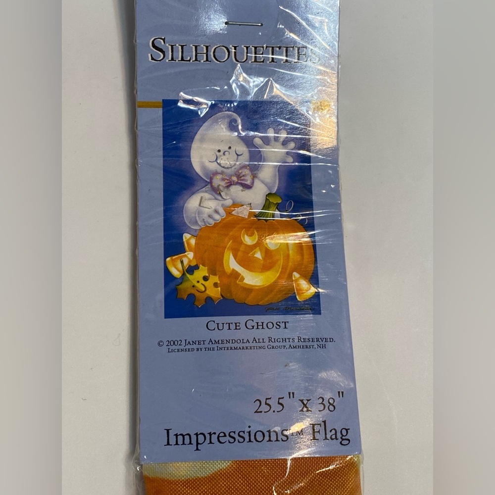 Impressions Cute Ghost Flag with Orange and Yellow NWT Halloween 25 “ x 38 “ - Picture 3 of 3